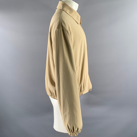 ARMANI COLLEZIONI Size M Tan Polyester Blend Harrington Coat