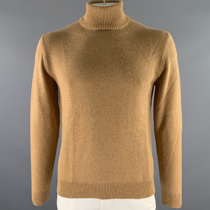 RALPH LAUREN Size L Camel Knit Cashmere Turtleneck Sweater
