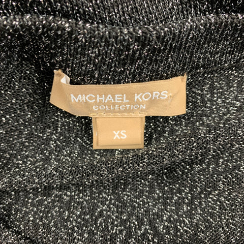 MICHAEL KORS COLLECTION Taille XS Pull à col rond en mélange d'acétate métallisé noir et argent