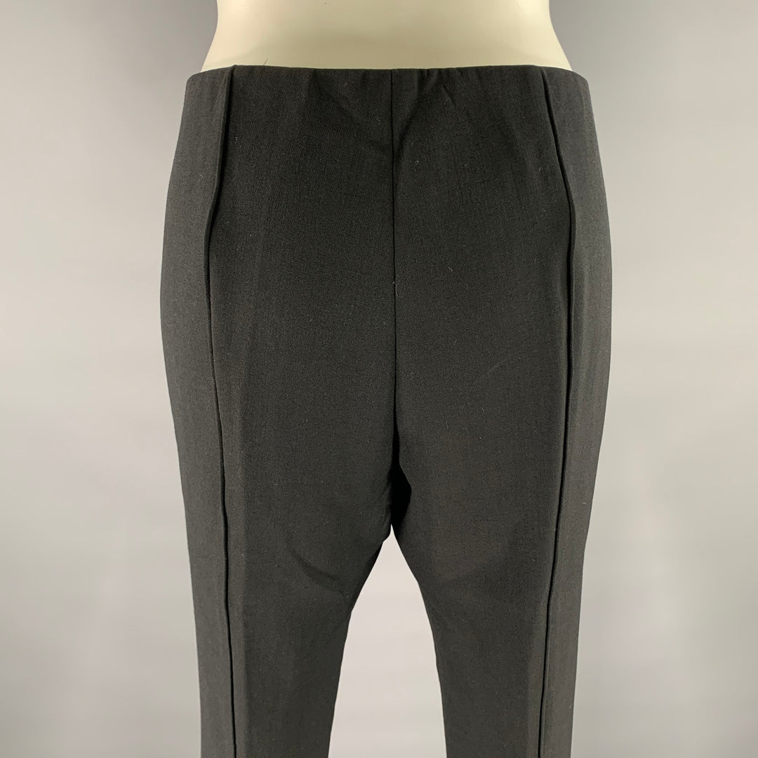 THE ROW Size 12 Black Wool Elastane Side Zipper Casual Pants