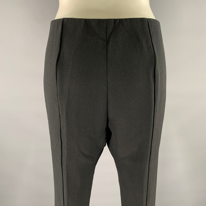 THE ROW Size 12 Black Wool Elastane Side Zipper Casual Pants