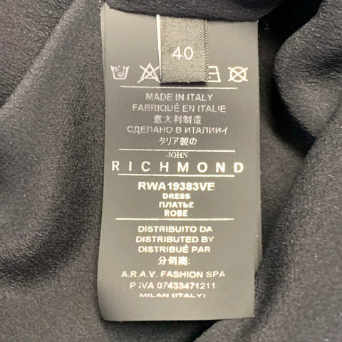 JOHN RICHMOND Size S Guereda Black Multi Color Viscose Dragon Long Sleeve Cocktail Dress