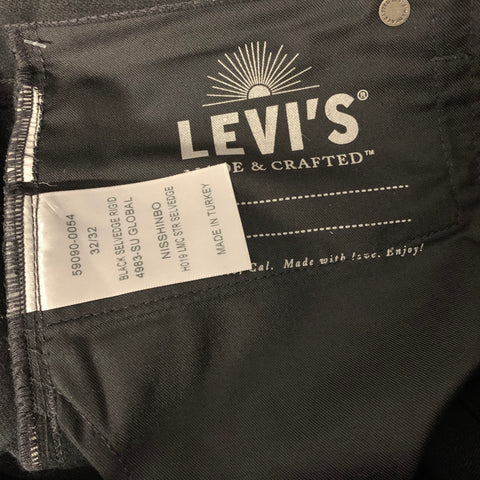 LEVI'S Size 32 Black Cotton Straight Jeans