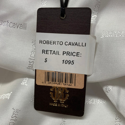JUST CAVALLI Size 38 White Beige Sequined Peak Lapel Sport Coat