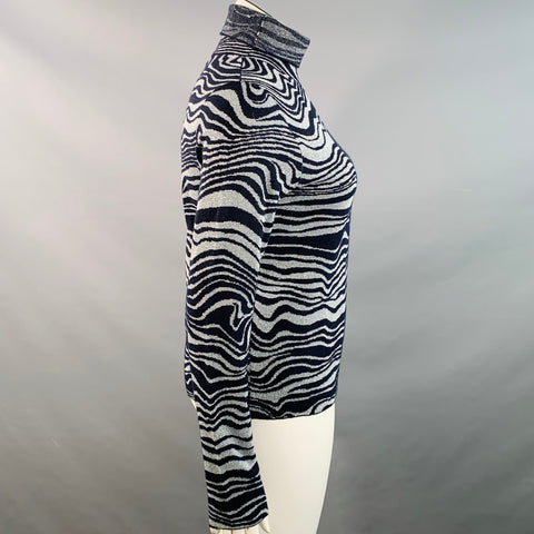 SIES MARJAN Size L Silver Navy Cashmere Blend Marbled Turtleneck Pullover
