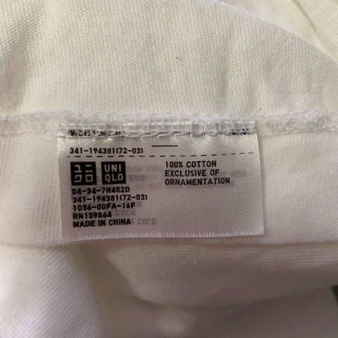 UNIQLO Size M White Black Yellow Logo Cotton T-shirt