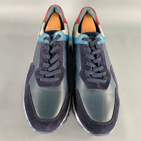 VINCI Size 9 Navy Grey Color Block Suede Sneakers