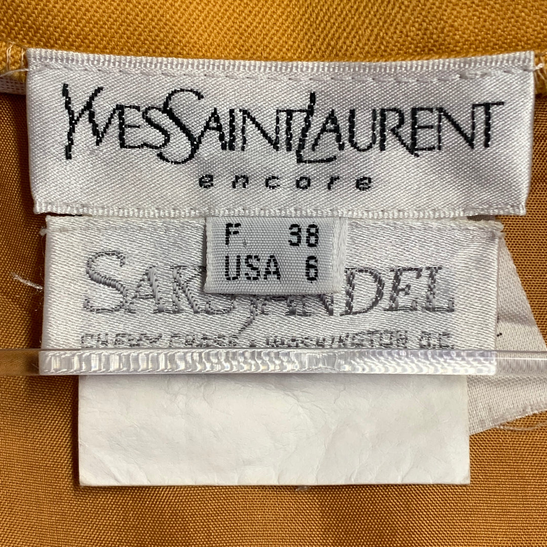 YVES SAINT LAURENT Size 6 Mustard Yellow Wool Twill Pencil Skirt
