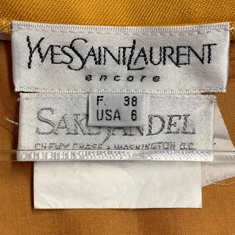 YVES SAINT LAURENT Size 6 Mustard Yellow Wool Twill Pencil Skirt
