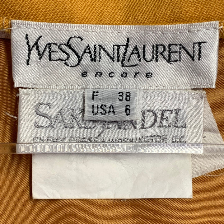 YVES SAINT LAURENT Size 6 Mustard Yellow Wool Twill Pencil Skirt