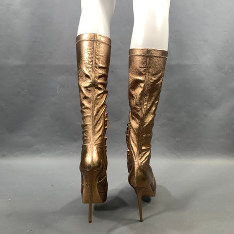 CHARLOTTE OLYMPIA Size 9 Gold Rose gold Leather Pull On Boots