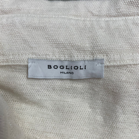 BOGLIOLI Size XS Cream Linen Half Placket Polo