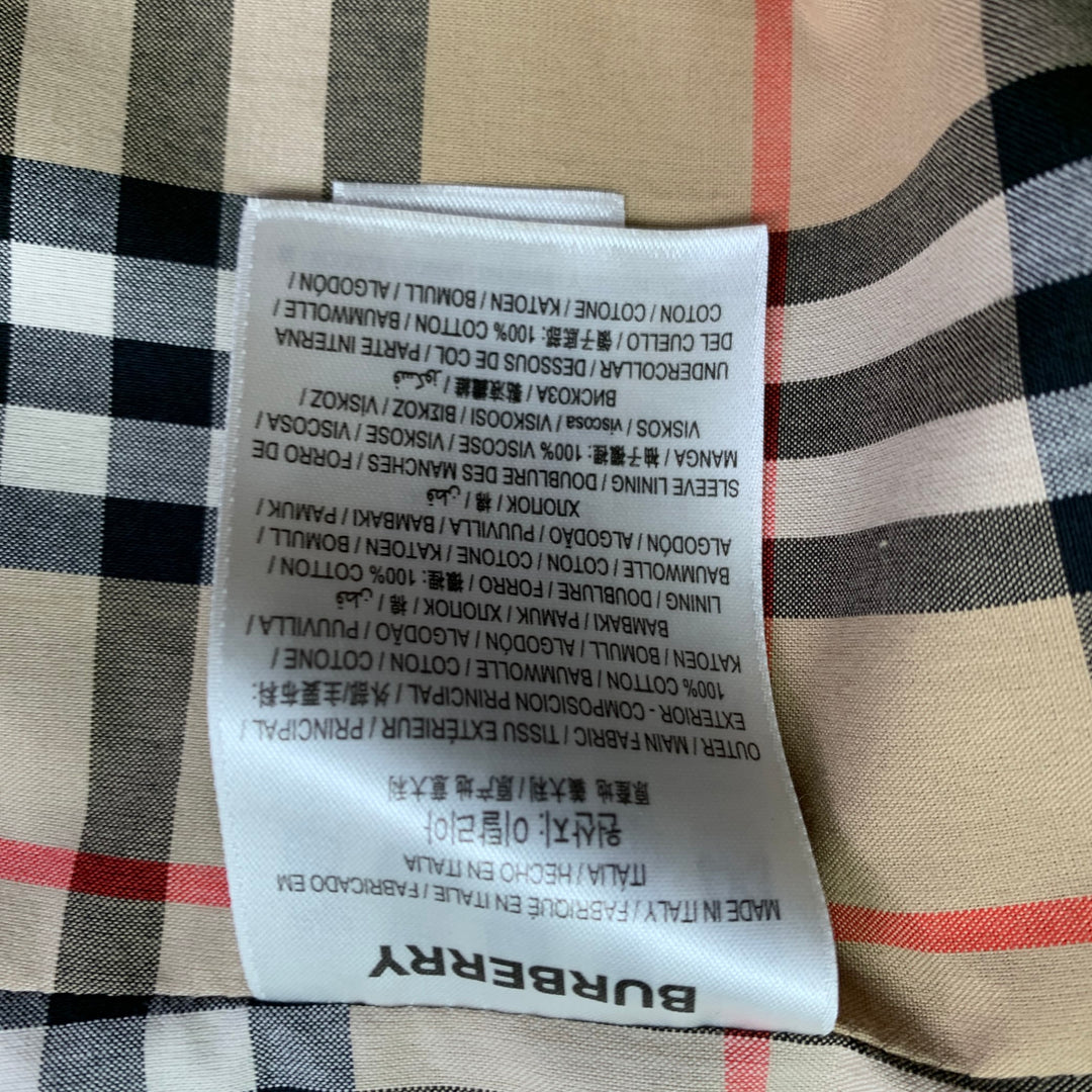 BURBERRY LONDON Size 44 Black Cotton Double Breasted Belted Trenchcoat