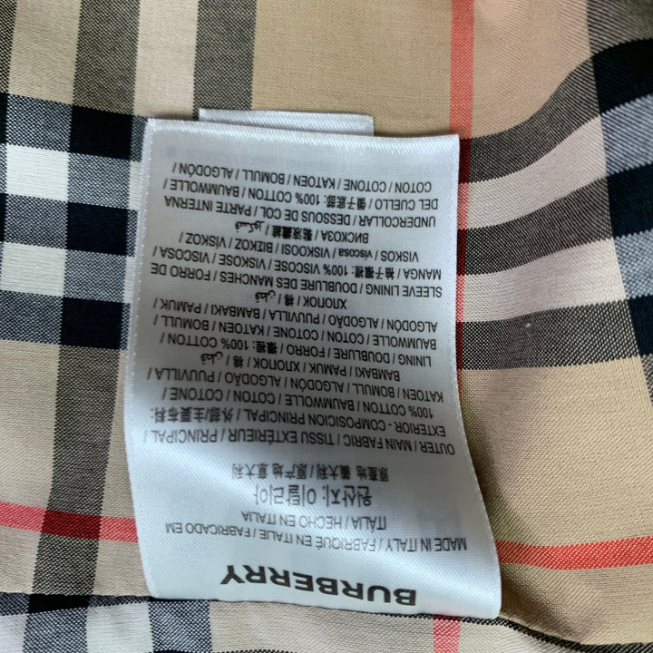 BURBERRY LONDON Size 44 Black Cotton Double Breasted Belted Trenchcoat