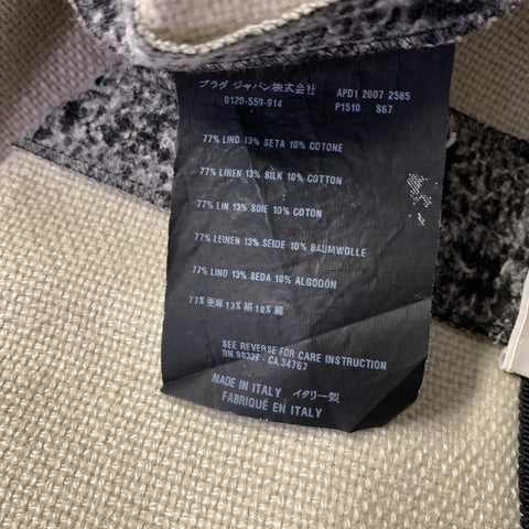 PRADA Size 8 Black Grey Linen  Silk Jacquard Pencil Knee Length Skirt
