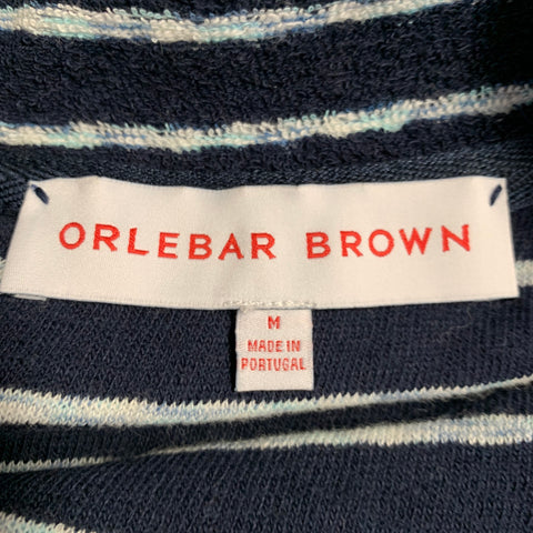 ORLEBAR BROWN Size M Navy White Pinstripe Cotton Terry Two Pockets Short Sleeve Shirt