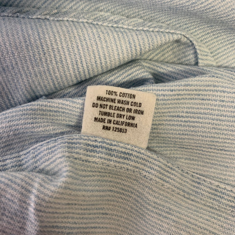 TAYLOR STITCH Size M Blue White Stripe Cotton Button Down Short Sleeve Shirt