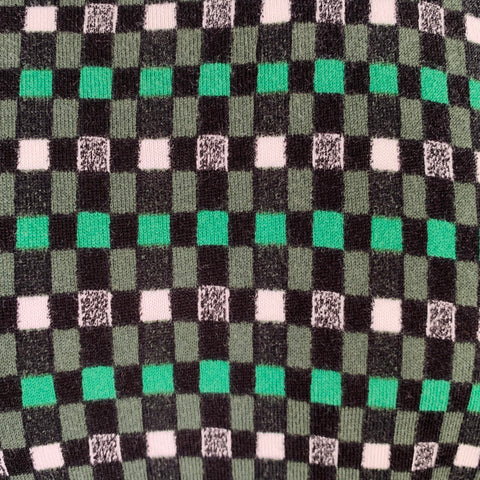 MARNI Size M Green Black Checkered Cotton Short Sleeve Pullover