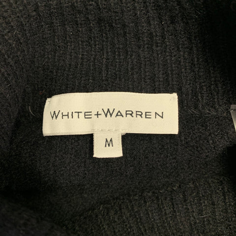 WHITE+WARREN Size M Black Cashmere Knit Mock Neck Pullover