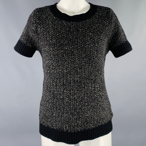 TSE Size S Black Charcoal Wool Blend Short Sleeve Pullover
