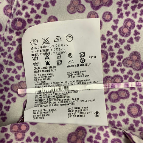 PRADA Size S Purple Pink White Abstract Floral Cotton Blend Long Sleeve Shirt