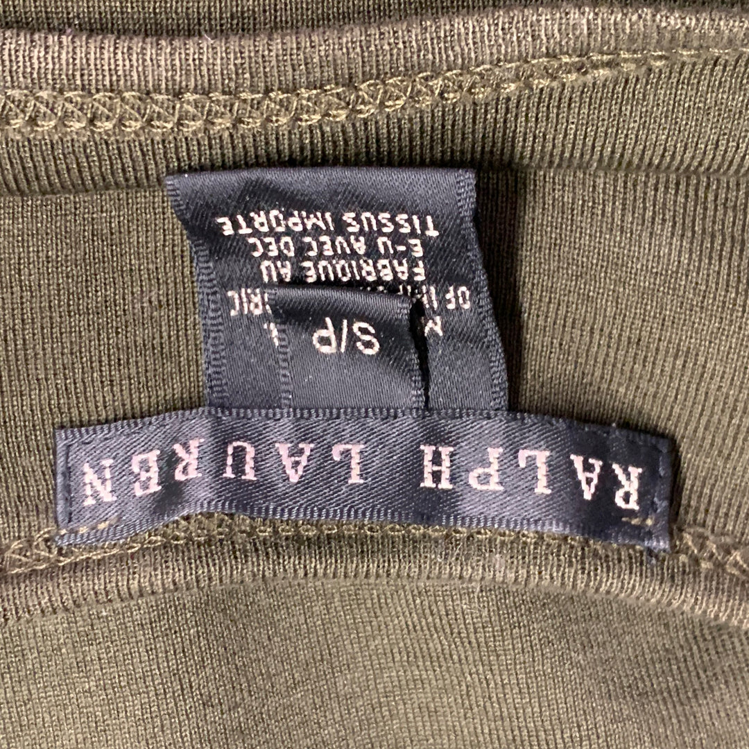 RALPH LAUREN Size S Olive Green Mercerized Cotton Crew Neck T-shirt Casual Top