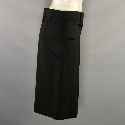 BALENCIAGA Size 2 Black Wool Pencil Knee Length Skirt