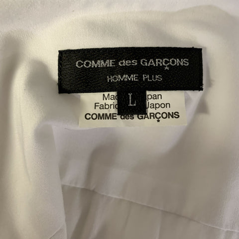 COMME des GARCONS Size L White Ruffled Cotton Dagger Long Sleeve Shirt