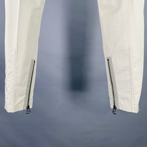 LANVIN Size 32 Ivory Cotton Ankle Zip Flat Front Dress Pants