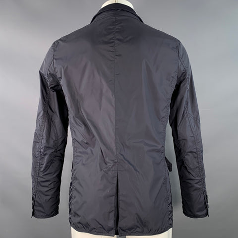 MONCLER Size M Navy Nylon Zip Buttons Windbreaker Jacket