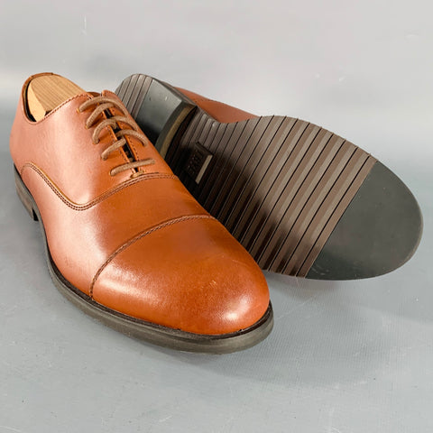 FRYE Size 8.5 Tan Leather Cap Toe Oxford Lace-Up Shoes