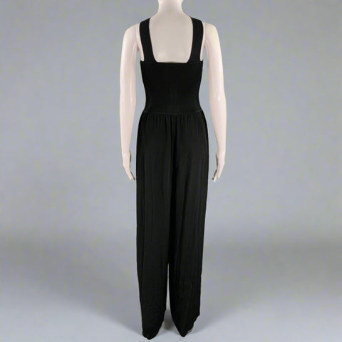 THEORY Size S Black Rayon Blend Tank Jumpsuit