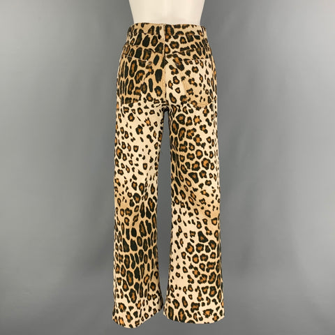 ETRO Size 25 Beige Brown Cotton Elastane Animal Print Jean Cut Casual Pants