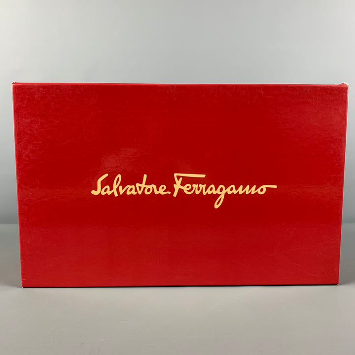SALVATORE FERRAGAMO Size 7.5 Black Silver Leather Horsebit Loafers