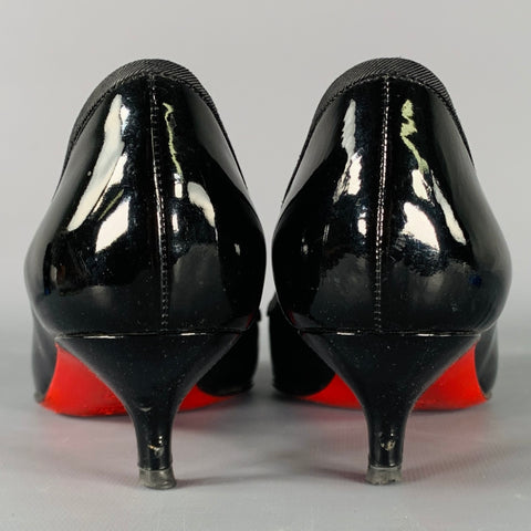 CHRISTIAN LOUBOUTIN Size 6.5 Black Bow Kitten Heels Pumps