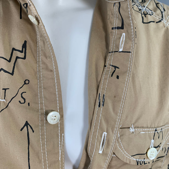 JUNYA WATANABE x BASQUIAT Size M Tan Black Graffiti Cotton Two Pockets Long Sleeve Shirt