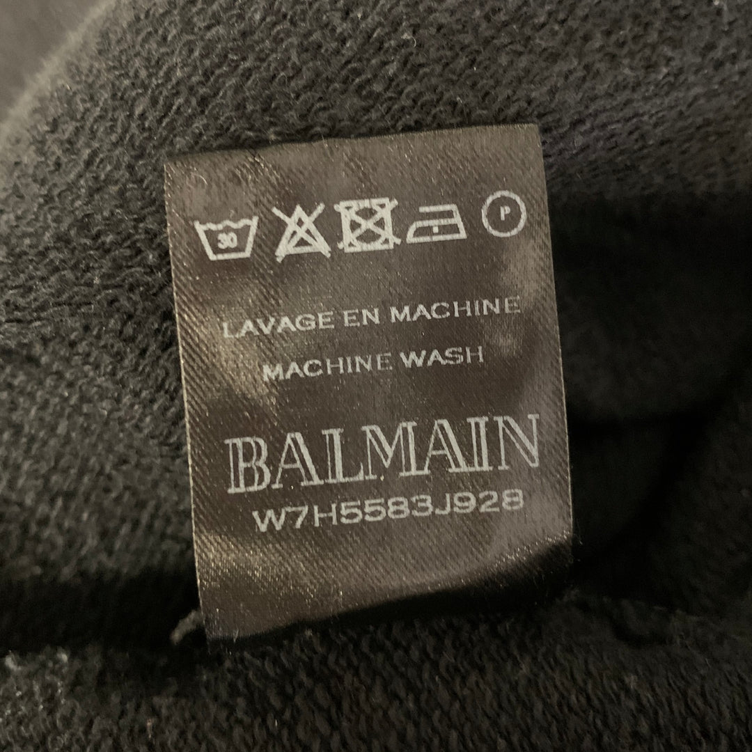 BALMAIN Size M Black Cotton Solid Joggers Casual Pants
