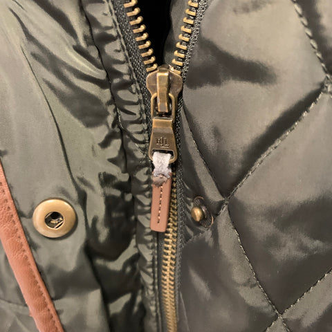 LAUREN by RALPH LAUREN Size XS Green Brown Polyester Quilted Hooded Coat