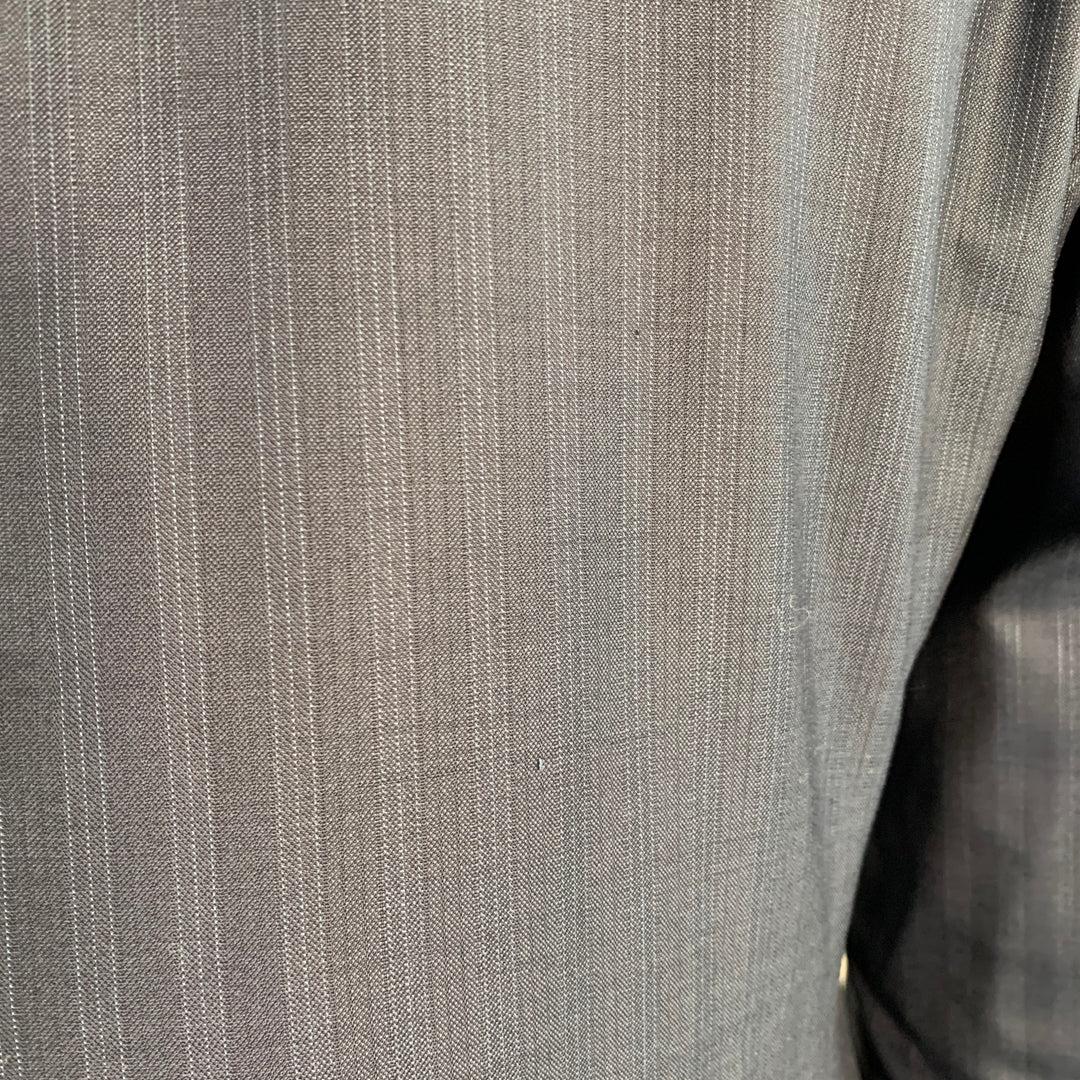 ERMENEGILDO ZEGNA Size 42 Regular Navy Blue Stripe Wool Notch Lapel Suit