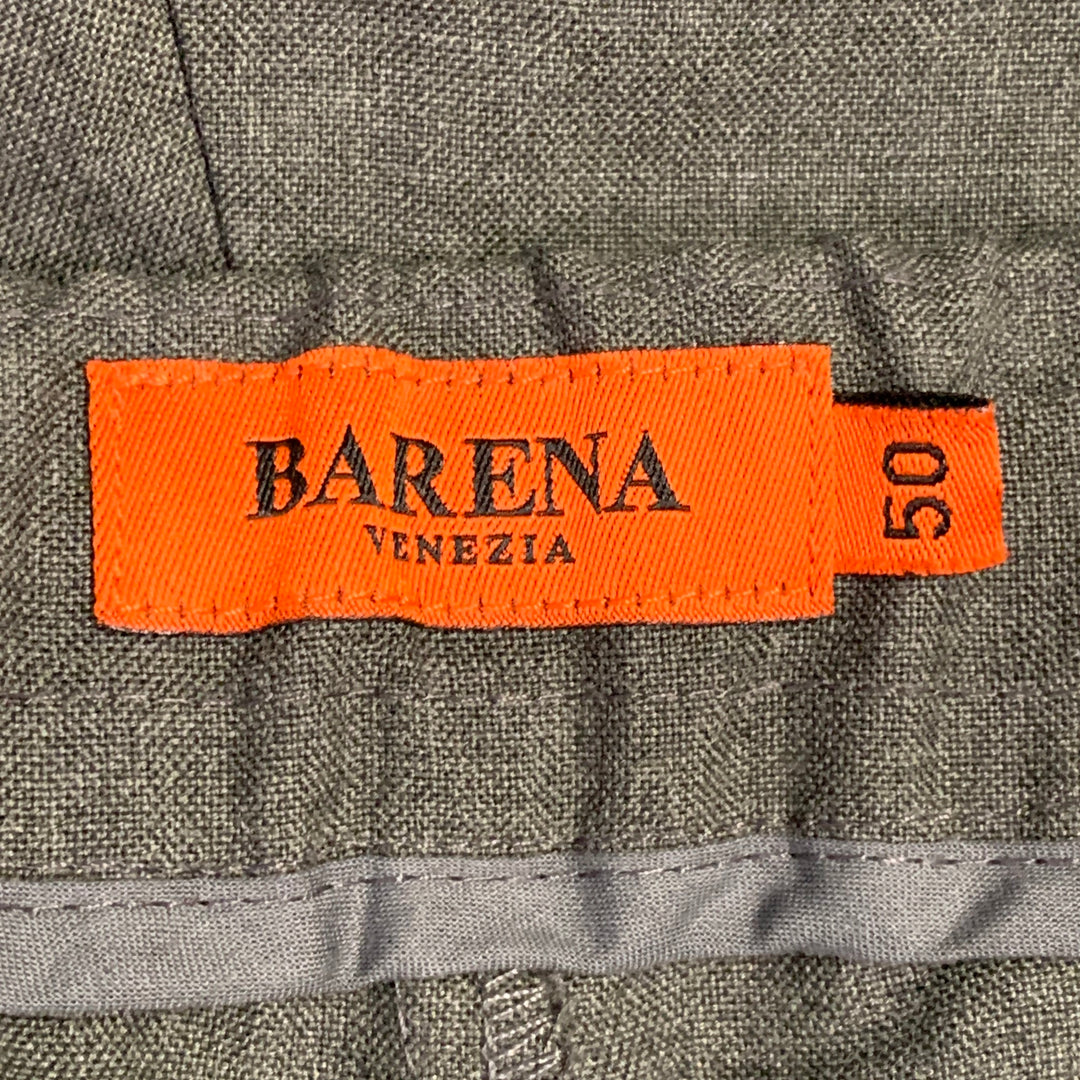 BARENA Size 34 Green Olive Polyester Virgin Wool Tapered Drawstring Casual Pants