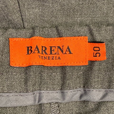 Pantalon décontracté BARENA vert olive en polyester et laine vierge, taille 34, fuselé, avec cordon de serrage