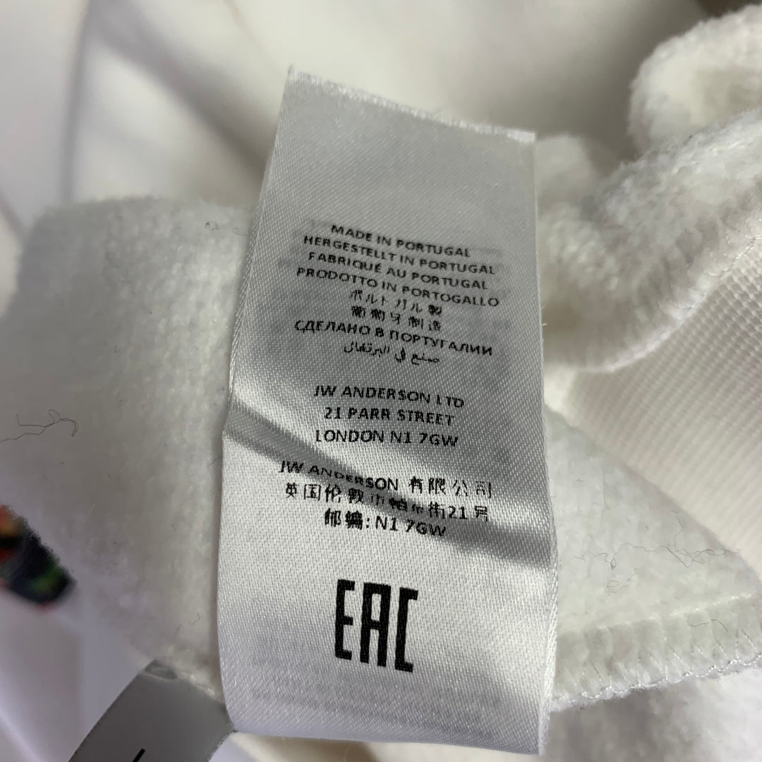 JW ANDERSON Size L White Multi Color Carrie Print Cotton Hooded Sweatshirt