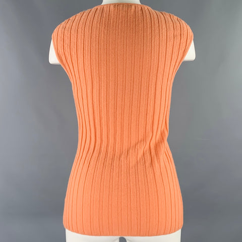 ST. JOHN Size S Orange Ribbed Sleeveless Casual Top