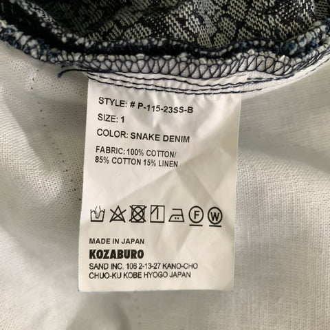 KOZABURO Size 32 Black Grey Snake Cotton  Linen Casual Pants