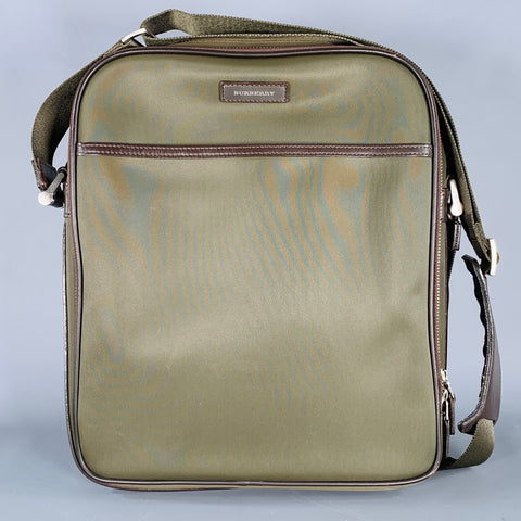 BURBERRY Brown Olive Nylon Leather Crossbody Bag