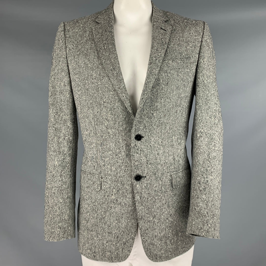 VERSACE COLLECTION Size 44 Heather Grey Black White Wool Sport Coat