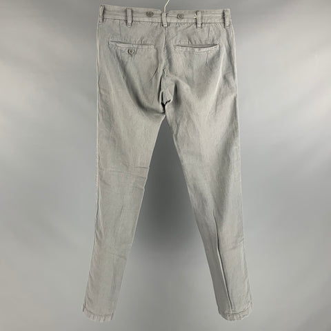 DIESEL Taille 28 Pantalon décontracté en coton et lin gris avec braguette boutonnée