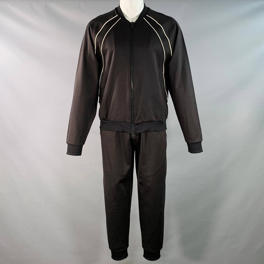 Y-3 Size M Black White Polyamide Blend Zip Up Drawstring Tracksuit
