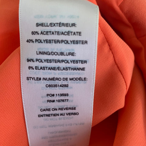ALICE + OLIVIA Size 8 Orange Acetate Polyester Sheath Knee-Length Dress