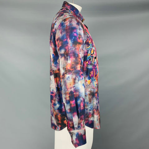 ROBERT GRAHAM Size L Limited Edition Multi Color Print Cotton Long Sleeve Shirt